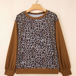 Bloom Brown Leopard and Floral Sweater